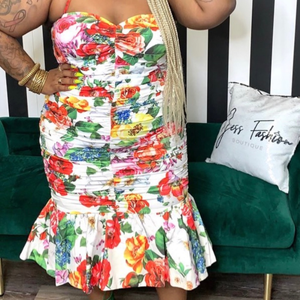 Floral Halter Ruffle dress